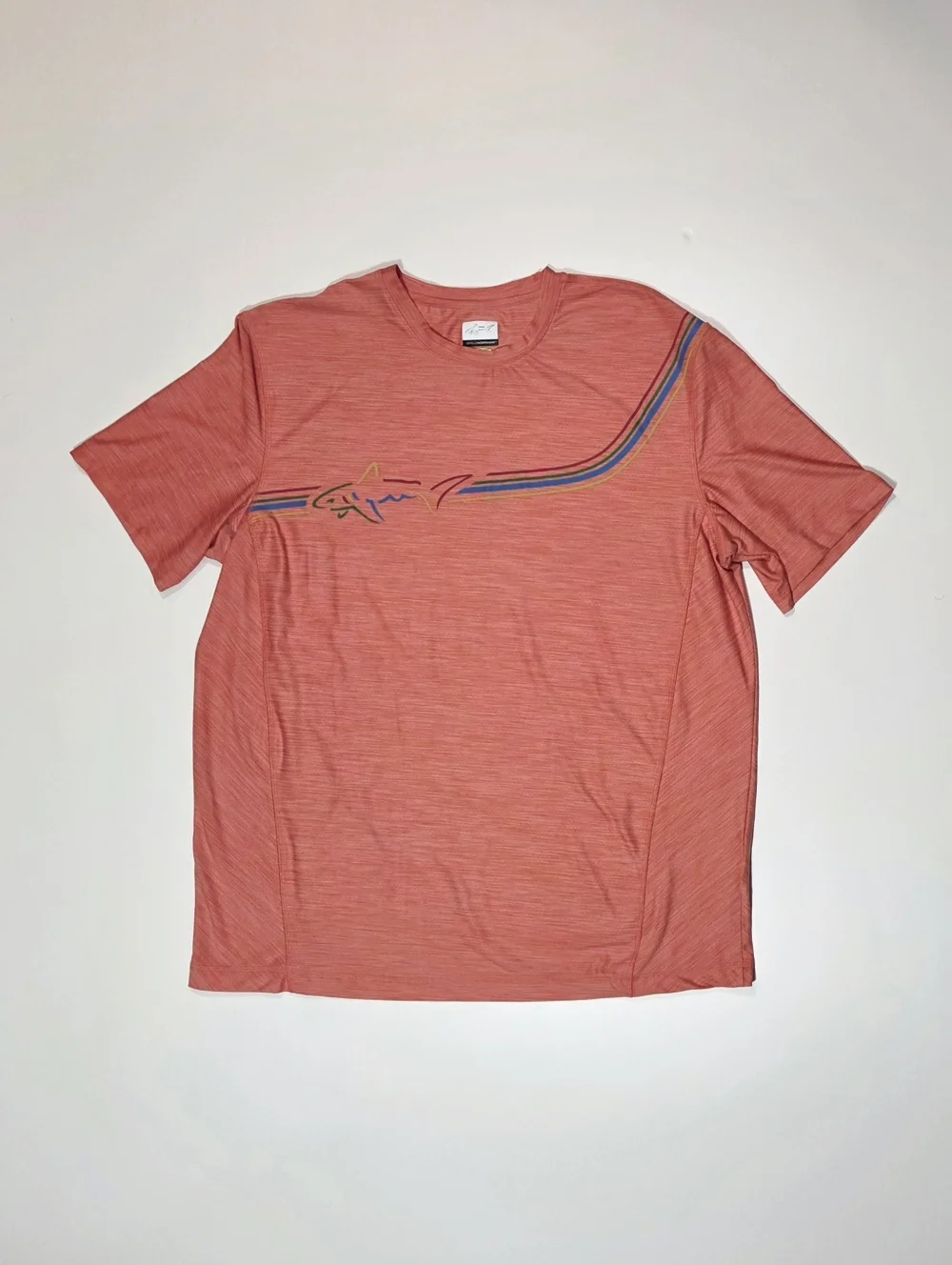 Greg Norman Shirt Mens XL Orange PlayDry Shark Performance Tee Golf Active